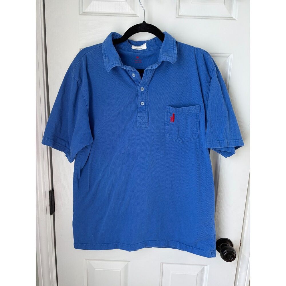 Johnnie-O Mens Shirt 100% Cotton Polo Blue West Coast Prep Large